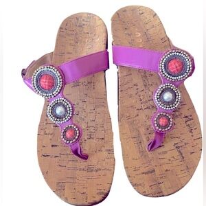 Vionic Cork Beaded Sandals‎ - Pinkish/purple women size 11